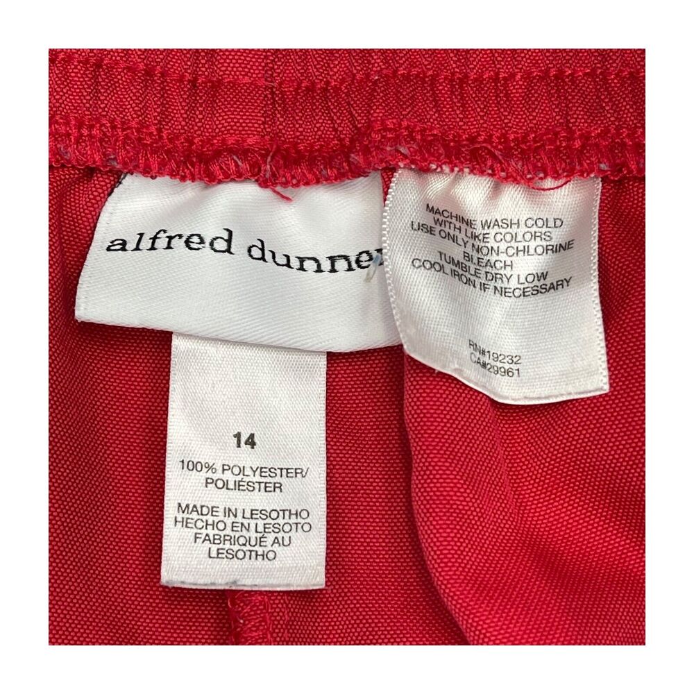 Alfred Dunner Cropped Pants Women 14 Red Elastic Waist High-Rise Classic Pull-On - Picture 2 of 6